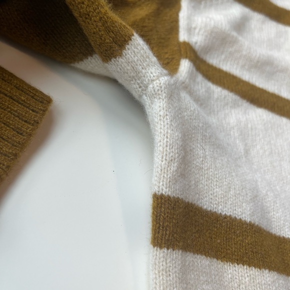 Everlane ReCashmere Collared Sweater | Cream and Brown Stripes | Women’s Small - Picture 8 of 13